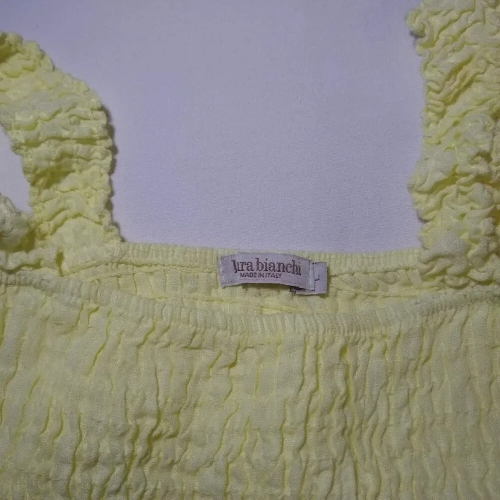 Vacation-Ready! NWOT Laura Bianchi made in Italy linen size L yellow sun dress - Picture 4 of 9